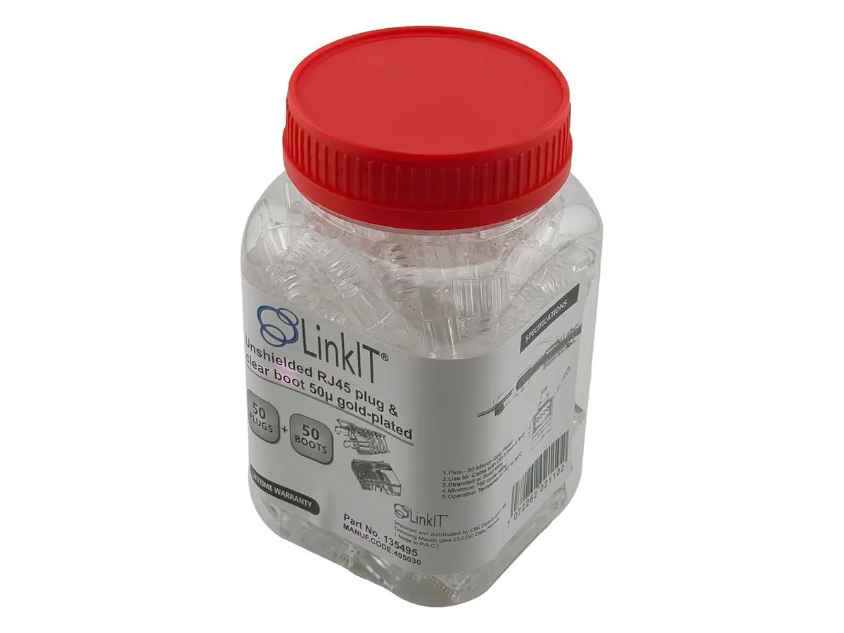 LinkIT - Unshielded RJ45 plug & clear boot 50µ gold-plated | AWG23-26 | 50 of each