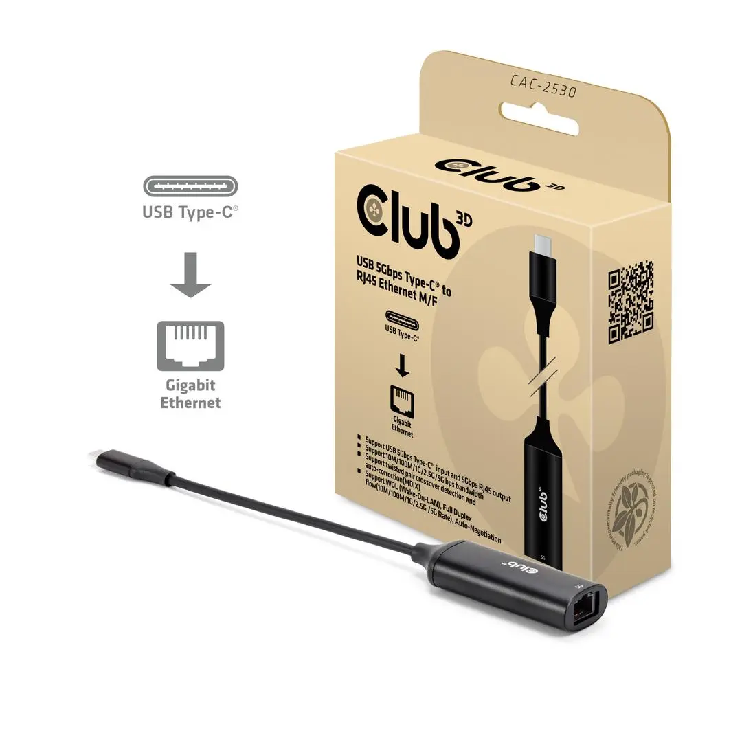 Club 3D - Adapter USB-C > RJ45 5Gbps