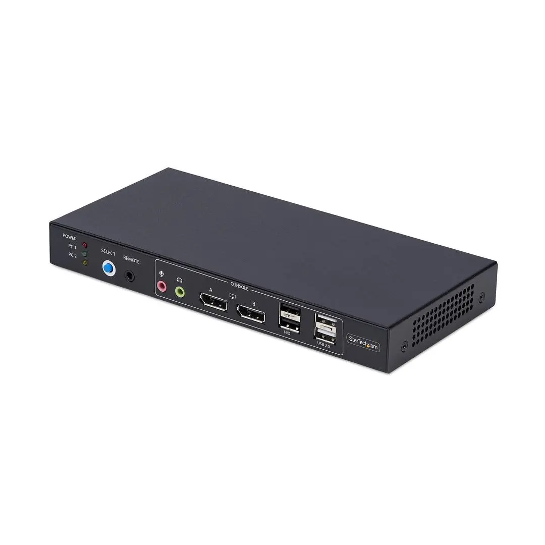 STARTECH - 2-Port Dual-Monitor DisplayPort KVM Switch with Dual View Video Matrix 4K 60Hz 4x USB Hub Ports TAA Compliant