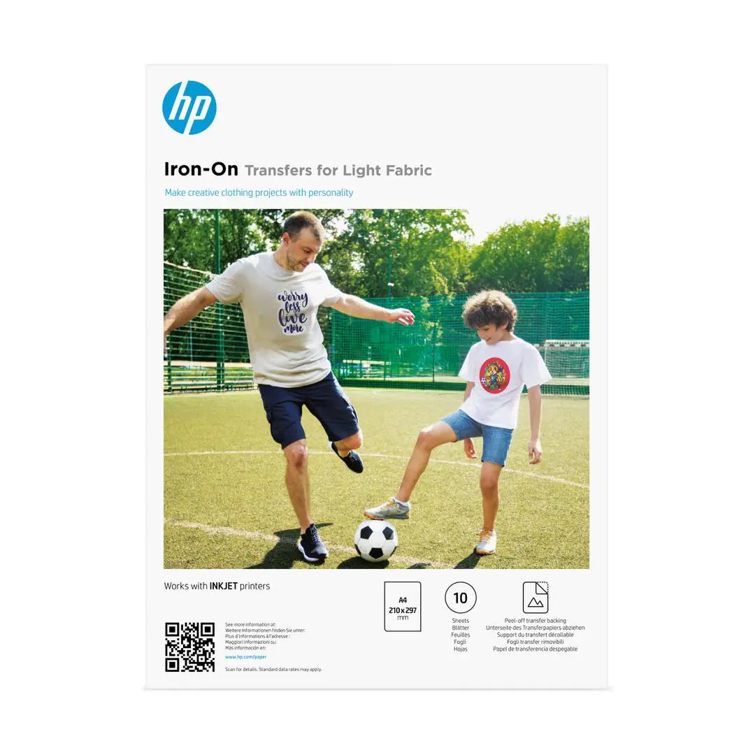 HP - IRON-ON TRANSFERS FOR LIGHT FABRIC A4 210X297MM 10SHEETS SUPL