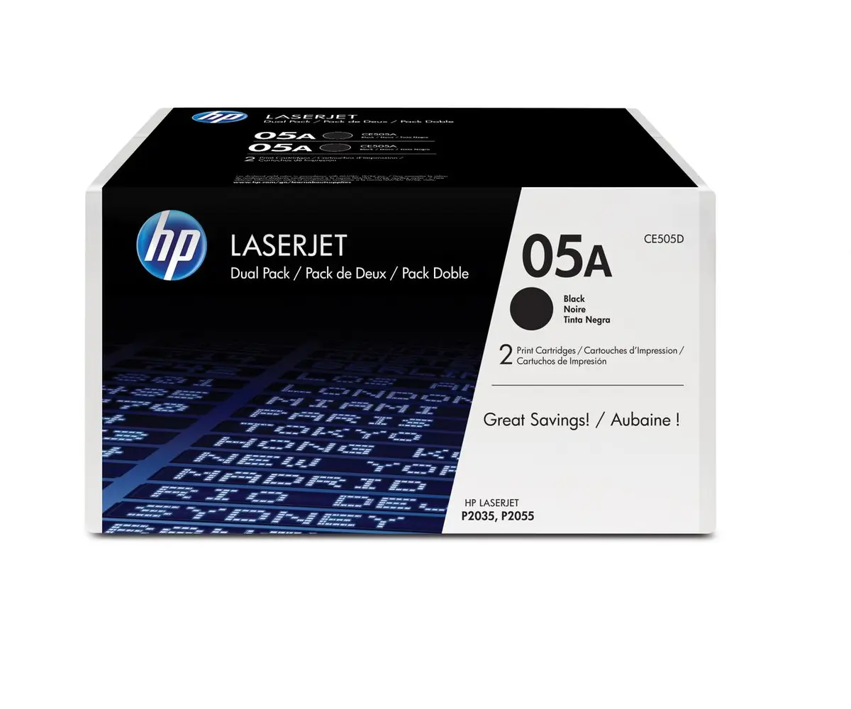HP - 05A 2-pakning svarte originale LaserJet-tonerkassetter