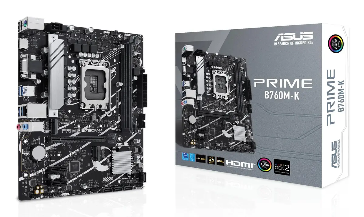 ASUS - PRIME B760M-K LGA 1700 2xDDR5 microATX 4xSATA MB 1xHDMI 2.1 1xD-Sub 2xM.2