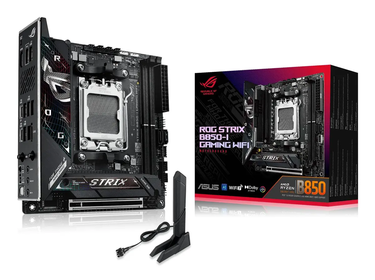 ASUS - ROG STRIX B850-I GAMING WIFI Hovedkort AM5, mini-ITX, B850, DDR5, 1x PCIe 5.0, 2x M.2