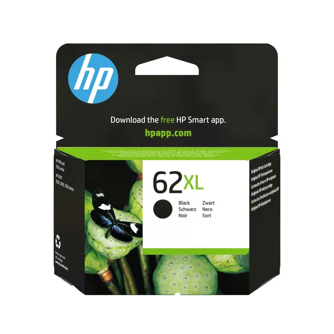 HP - 62XL høykapasitets svart original blekkpatron