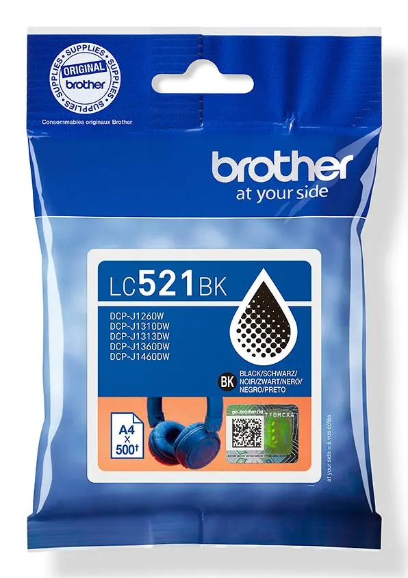 BROTHER - LC521BK Black ink cartridge, yield up to 500 pages