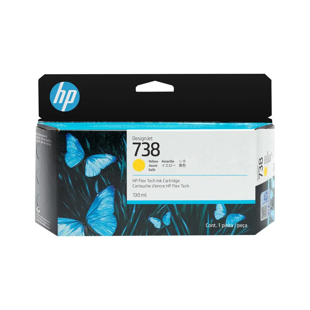 HP - 738 130-ML YELLOW DESIGNJET INK CARTRIDGE SUPL