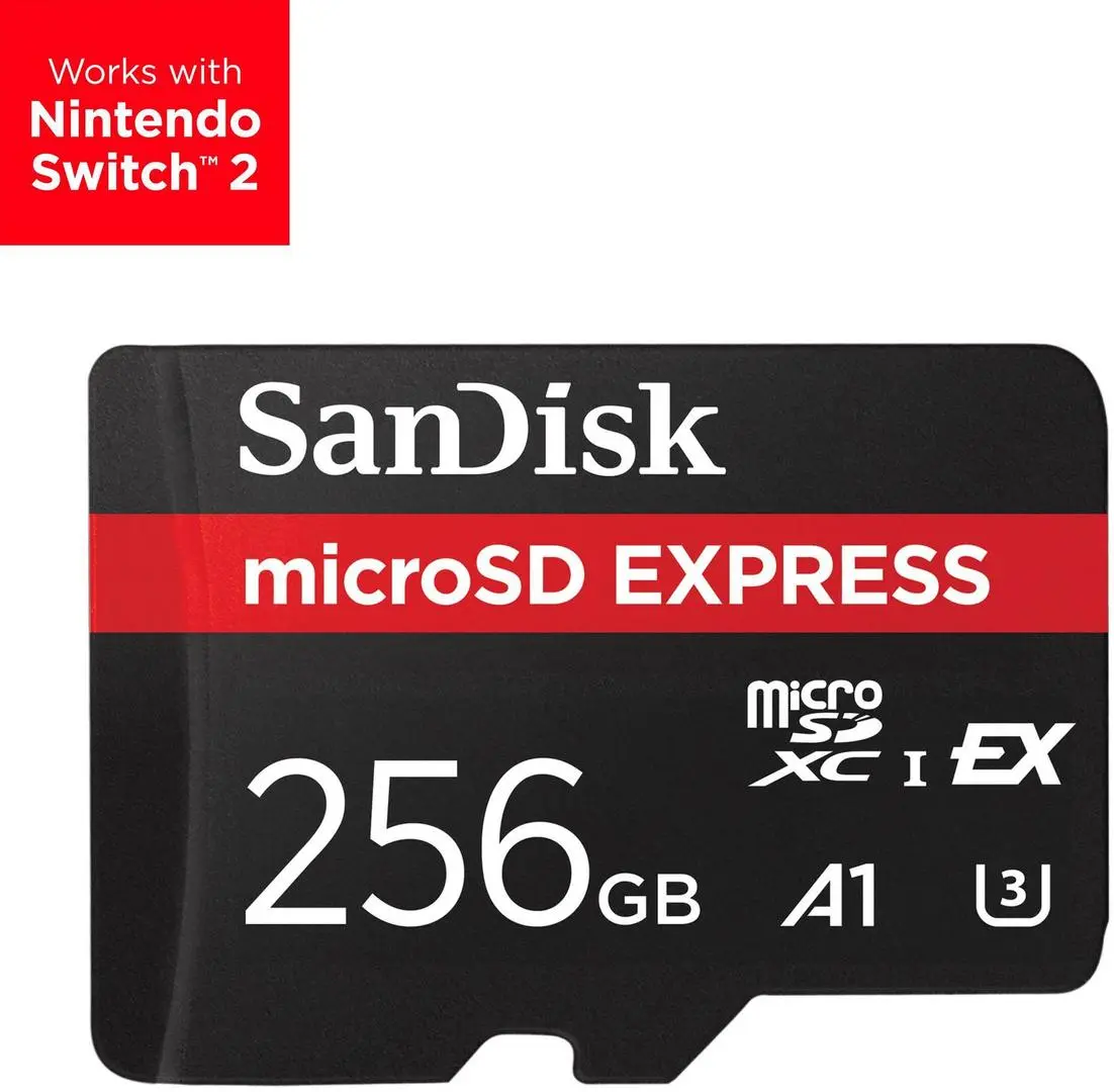 SanDisk - microSD Express Card 256GB 880MBps/650MBps, støtter Nintendo Switch 2, PCIe NVMe