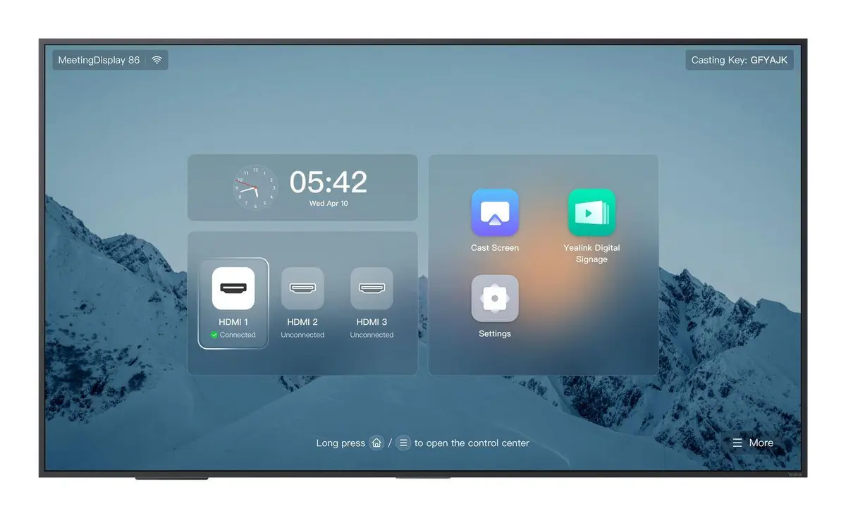 YEALINK - MD86 | 86"" | 3840x2160 | 500Nits | 18/7 | Built-in speaker | MeetingDisplay for unified MTR system