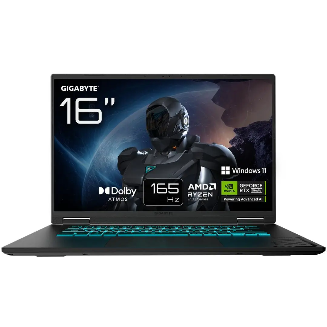 Gigabyte - GAMING A16 3WHK3DE894SH laptop AMD Ryzen™ 7 260 40,6 cm (16) WUXGA 16 GB DDR5-SDRAM 1 TB SSD NVIDIA GeForce RTX 5070 Wi-Fi 6E (802.11ax) Windows 11 Home Sort