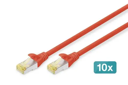 Digitus - CAT 6A S/FTP patch cord 10p AWG 26/7 3 m 10 pieces red NS