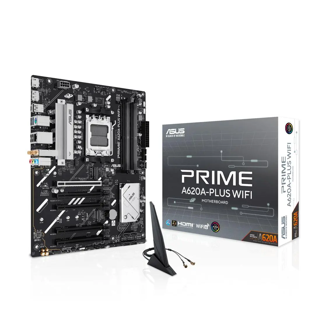 ASUS - PRIME A620A-PLUS WIFI ATX motherboard 4xDDR5 1xPCIe 4.0 2xM.2 1xHDMI 1xDisplayPort 4xSATA