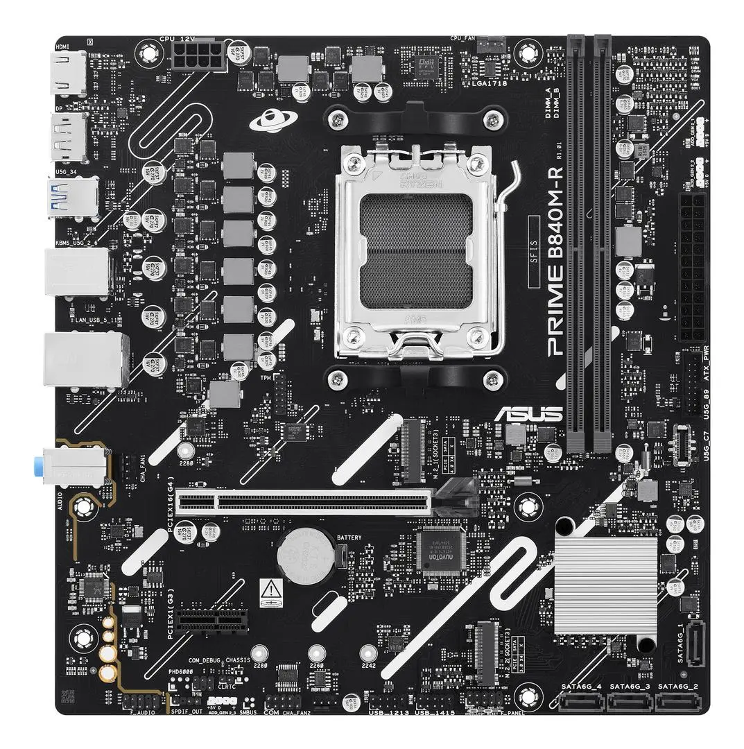 ASUS - B840 AMD mATX motherboard DDR5 1xHDMI 1xDisplayPort 1xPCIe 4.0 2xM.2