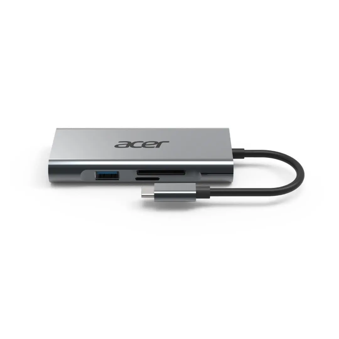 Acer - 7-i-1 USB-C Hub (sølv) 1x USB-C PD100W, 1x HDMI, 3x USB-A, 1x SD, 1x TF