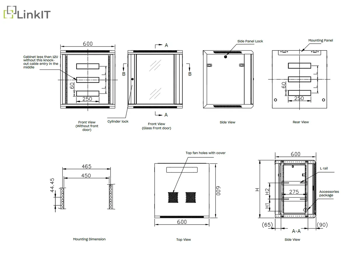 LinkIT - Wall Cabinet 20U Black