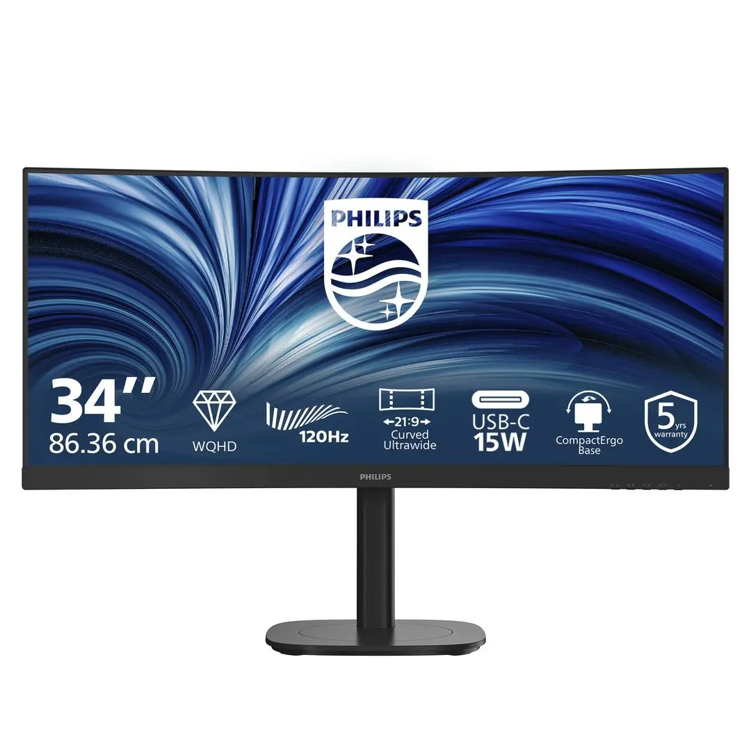 34" Philips 34B2N3500C - 3000 Series - LED monitor - curved - 34"