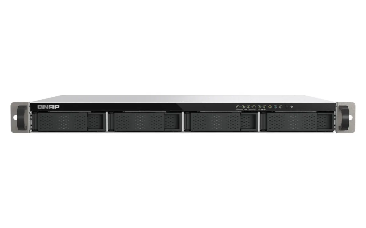 QNAP - 1U 4-bay 3.5inch+2xE1.S rackmount NAS Intel 4-core CPU 8GBDDR5 SODIMM RAM max 1x 16GB