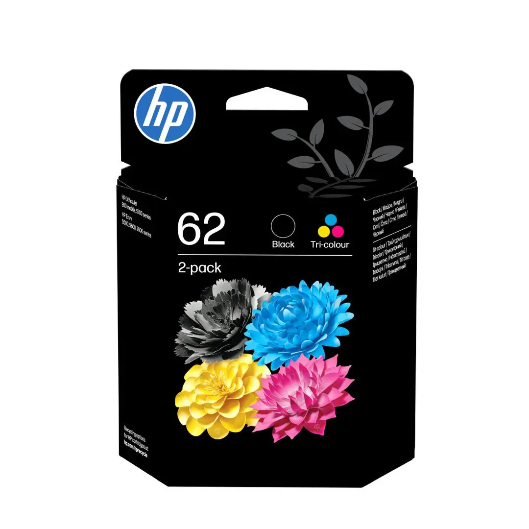 HP - 62 2-pack Black/Tri-color Original Ink Cartridges