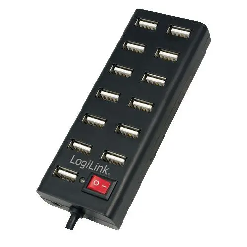 LogiLink - USB-HUB 13-Port m. Netzteil schwarz Kunst