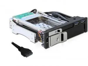 Delock - 5.25 Mobile Rack for 1 x 2.5 + 1 x 3.5 SATA HDD + 2 x USB 3.0 Ports
