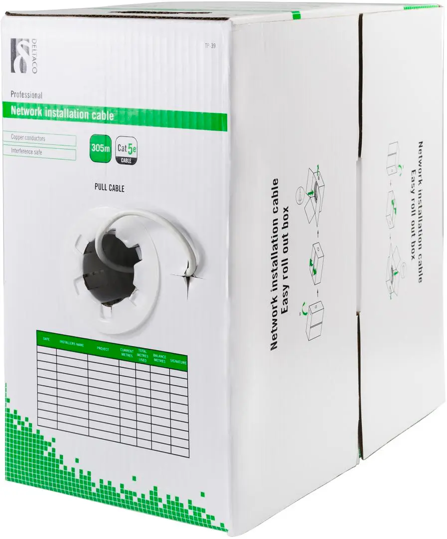 DELTACO - UTP installation cable Cat.5e 305m , white