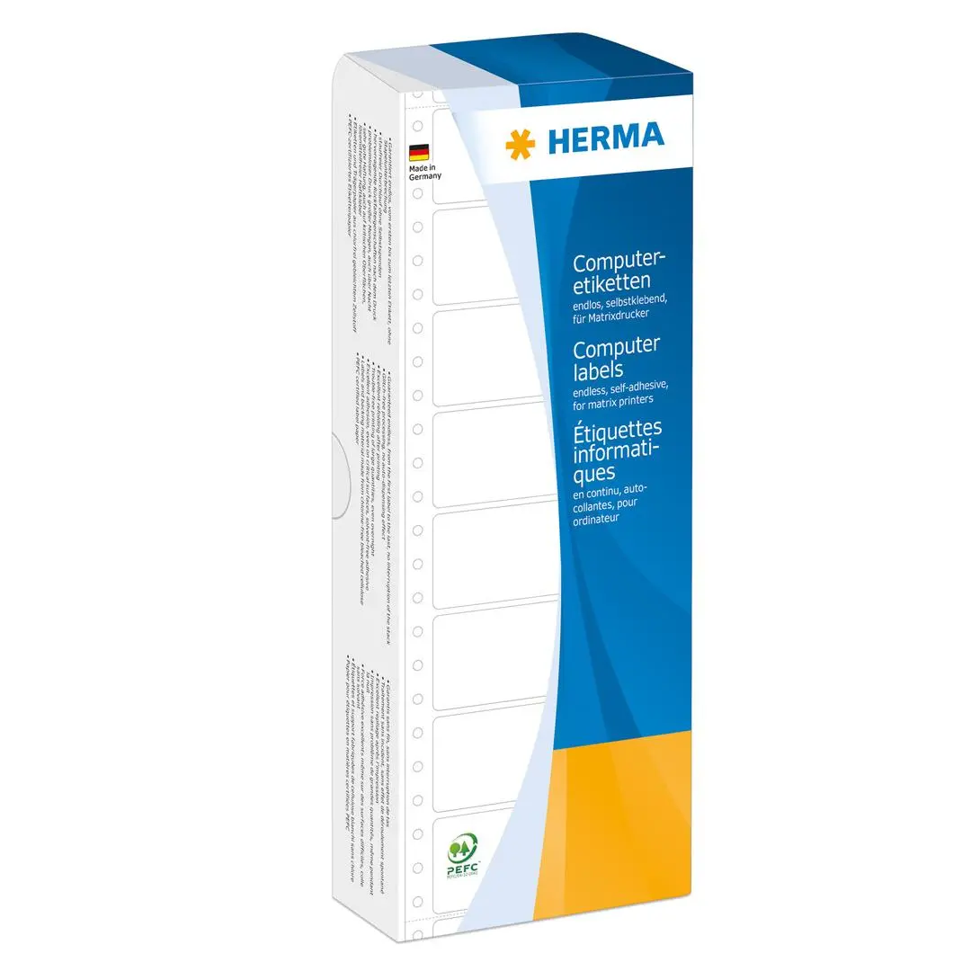 Herma - Computer labels - Papir - matt - permanent selv-adhesiv - perforert - rød - 101.6 x 48.4 mm 2000 rull(er) sammenhengde siksakfoldede etiketter
