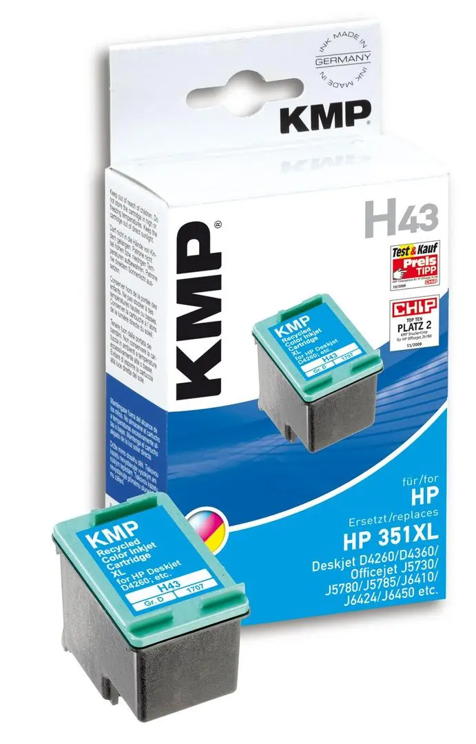 KMP - H43 - farge (cyan, magenta, gul) - kompatibel - blekkpatron (alternativ for: HP 351XL, HP CB338EE)