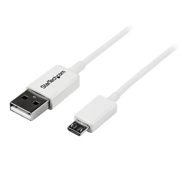 StarTech - 0.5m White Micro USB Cable Cord - A to Micro B - Micro USB Charging Data Cable - USB 2.0 - 1x USB A Male, 1x USB Micro B Male (USBPAUB50CMW) - USB-kabel - Micro-USB type B til USB - 0.5 m