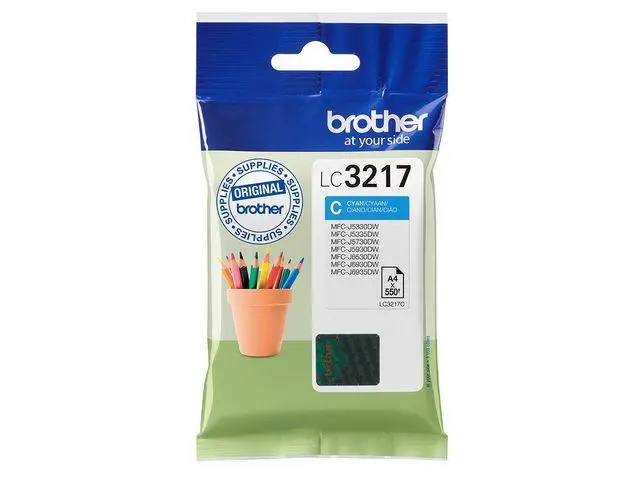 BROTHER - LC-3217C INK CARTRIDGE CYAN APP 550 PAGES ISO STANDARD 24711 SUPL