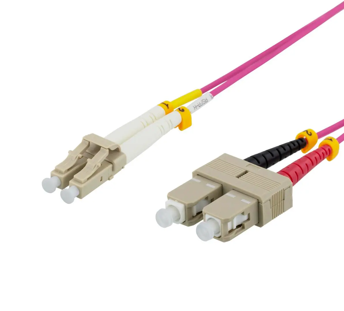 DELTACO - Fiber cable, 3m, LC-SC Duplex, 50/125, pink