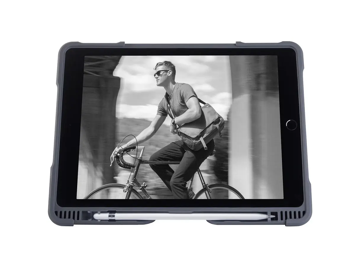 STM - dux plus C (iPad 5/6th Gen) - Black w/ Apple Pencil and Logitech Crayon holder - EDU/BULK