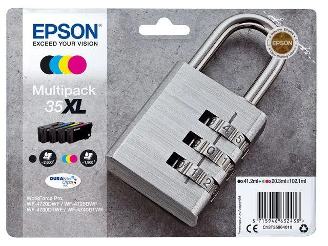 EPSON - T3596 4-colours Multipack ink XL . 4-pack: XL, svart, gul, cyan, magenta, original, blekkpatron