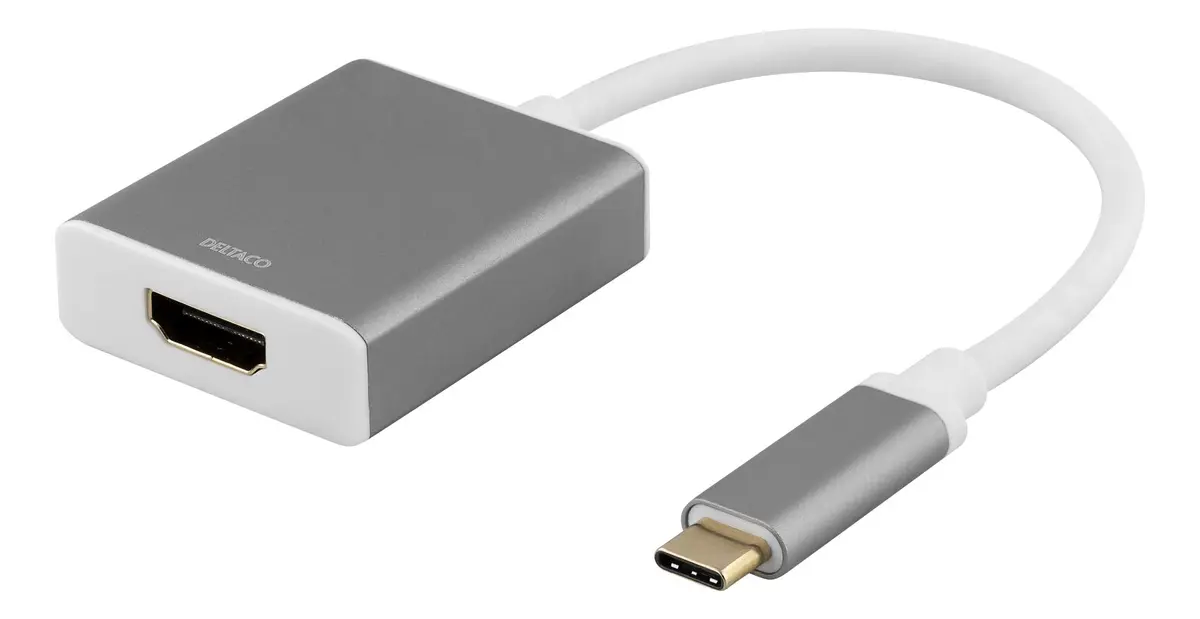 DELTACO USB-C - HDMI, romgrå