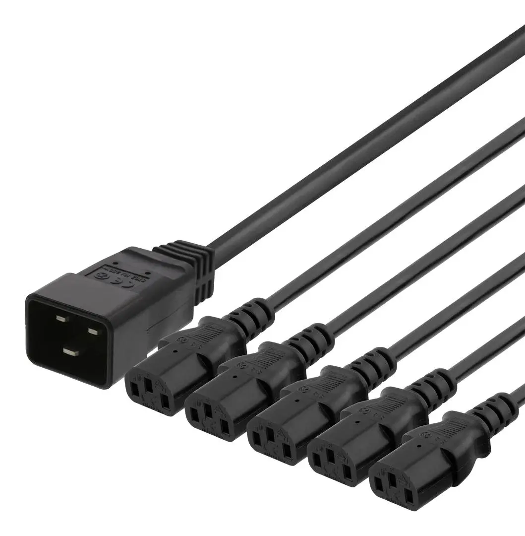 Deltaco - DEL-113Q - strømsplitter - IEC 60320 C20 til IEC 60320 C13 - 3 m
