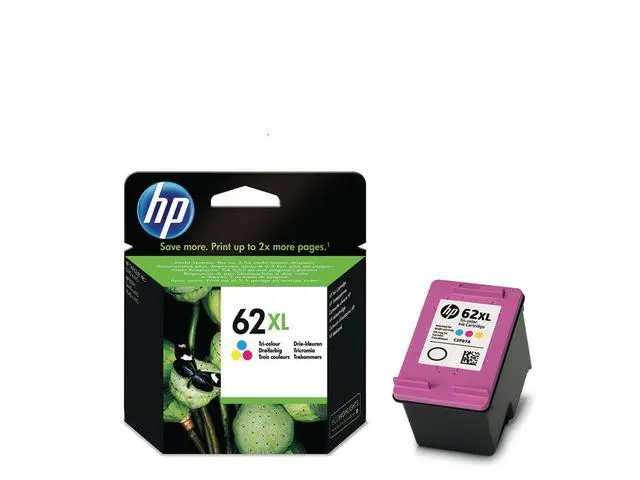 HP - 62XL høykapasitets trefargers original blekkpatron