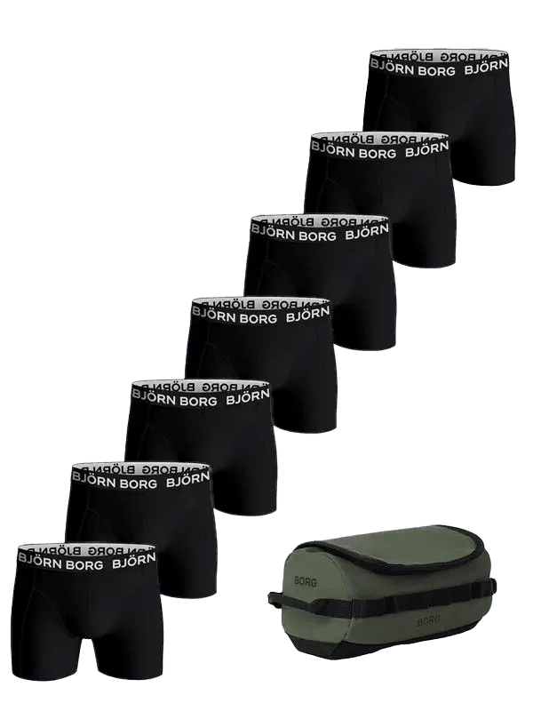 Cotton Stretch Boxers + Wash Bag 7-pack