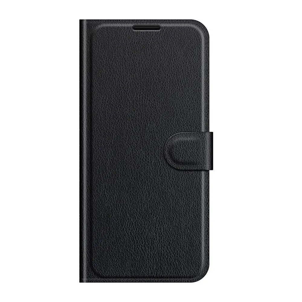 Samsung Galaxy A22 (4G) Litchi Imitert Skinn Flipdeksel med Lommebok - Svart