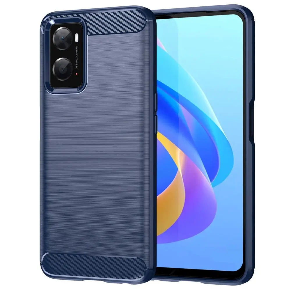 OPPO A76 / Realme 9i Brushed Carbon Deksel - Blå