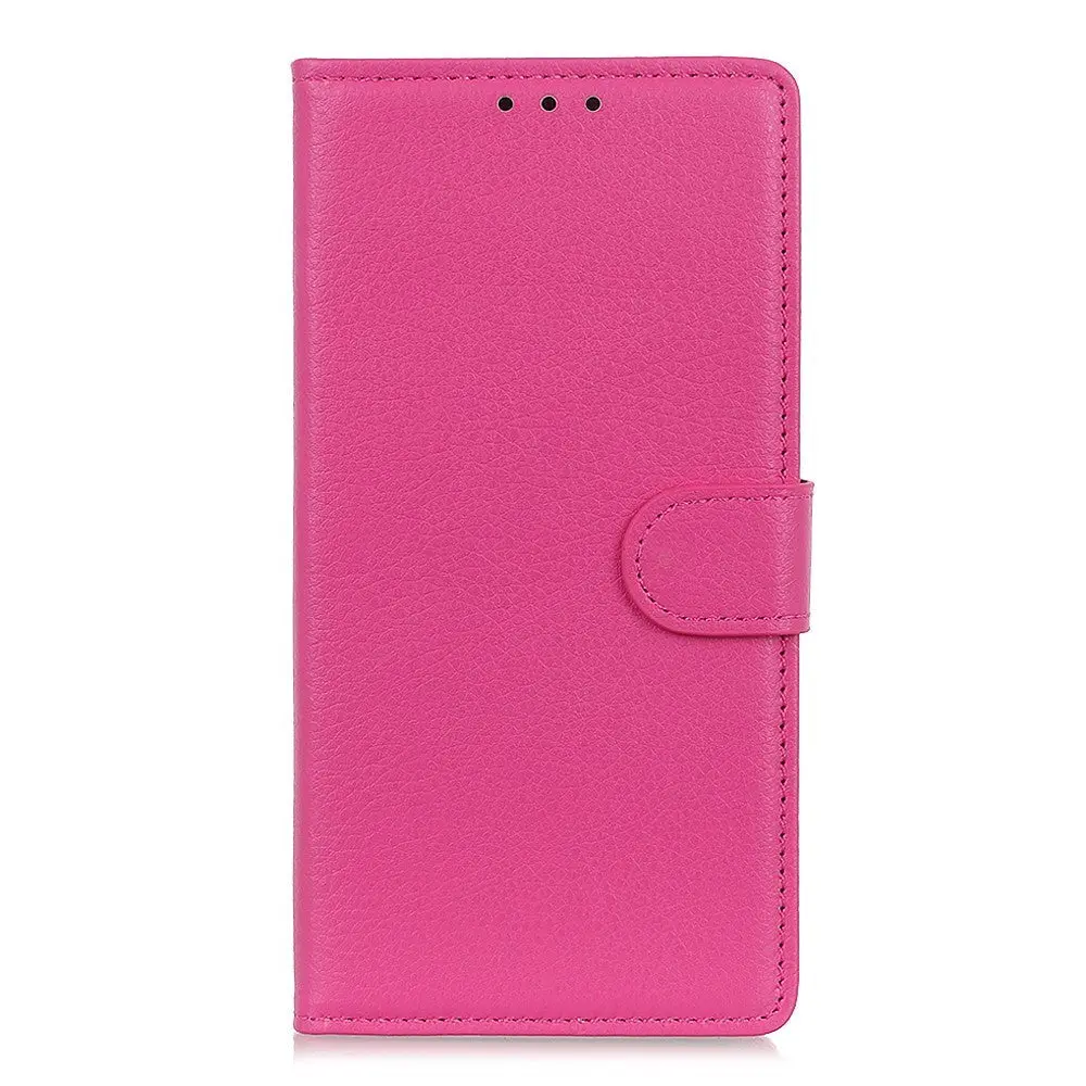 Nokia 2.4 Litchi PU Skinndeksel m. Lommebok - Lyserosa