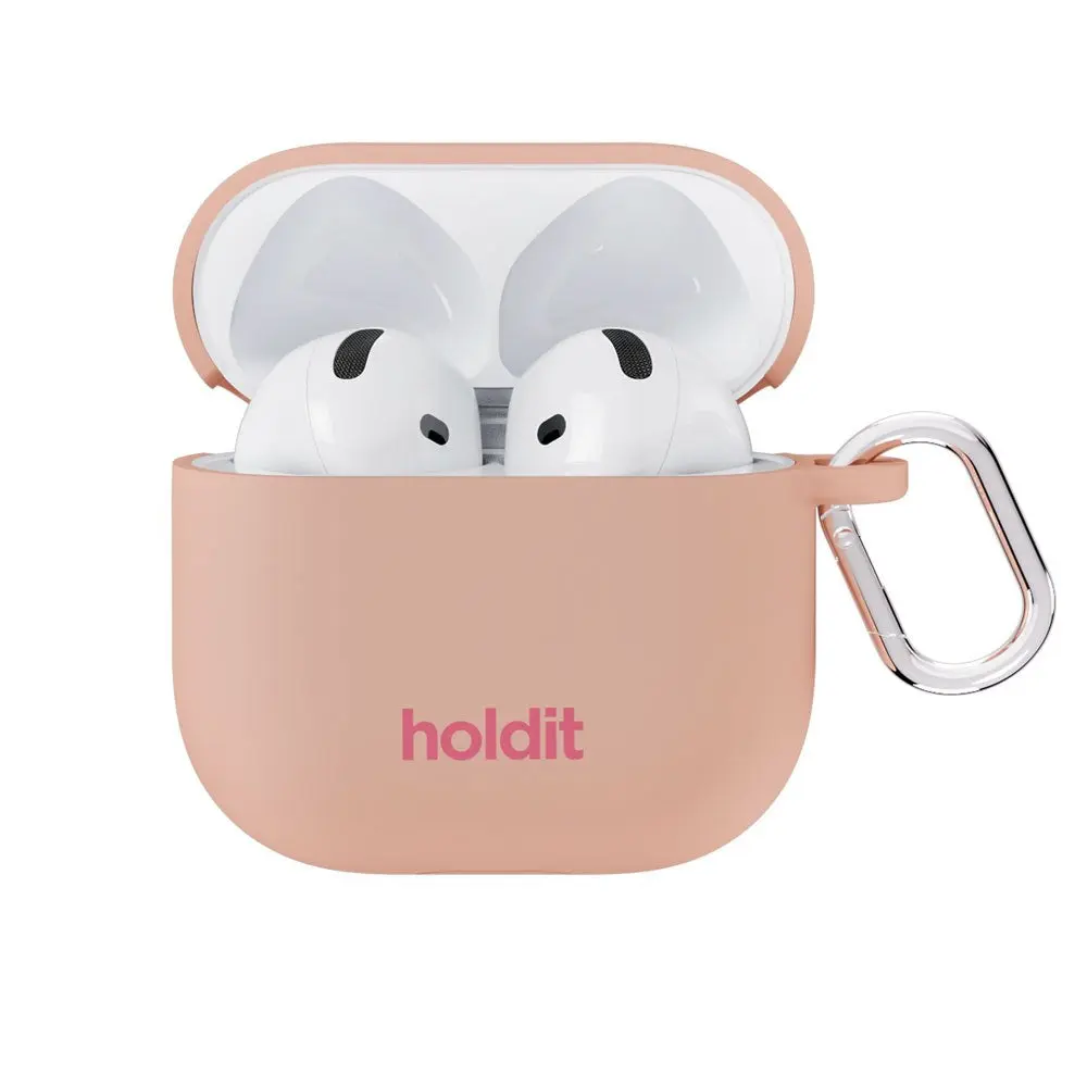 Apple AirPods (4. Gen.) Holdit Silicone Case m. Karabinkrok - Bare Pink