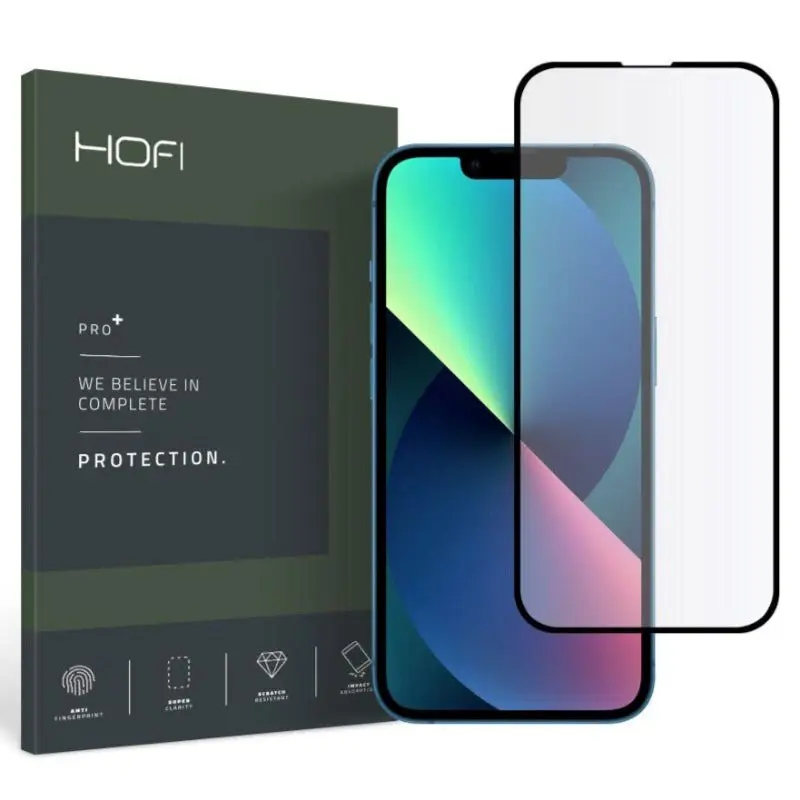 iPhone 13 Mini Hofi Hybrid Pro+ Herdet Glass Skjermbeskytter - Dekselvennlig - Svart Kant