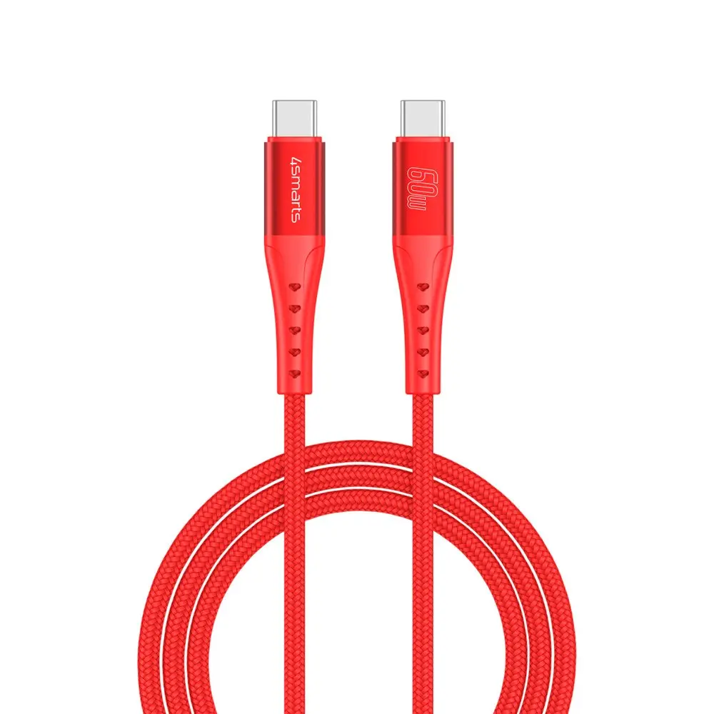 4smarts PrimeCord USB-C til USB-C Kabel 60W - 1.5 m - Rød