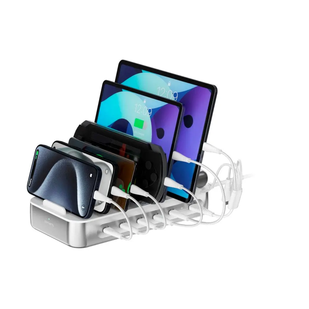 4smarts Ladestasjon m. 9 Lademuligheter - 5x USB-C Kabel & 1x 4-i-1 Multikabel - 100W