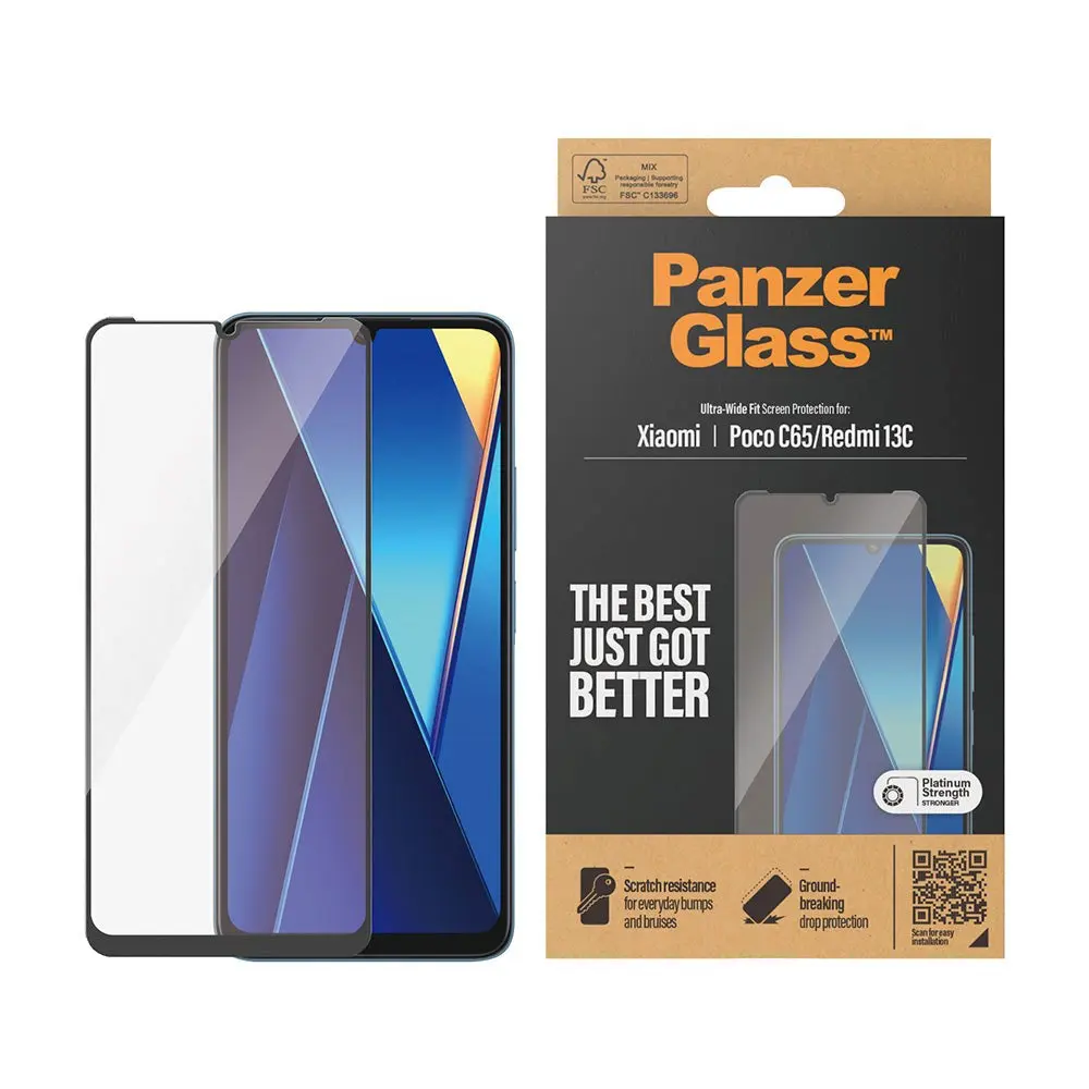 Xiaomi Poco C65 / Redmi 13C PanzerGlass Ultra Wide Fit Skjermbeskyttelsesglass - Platinum Strength