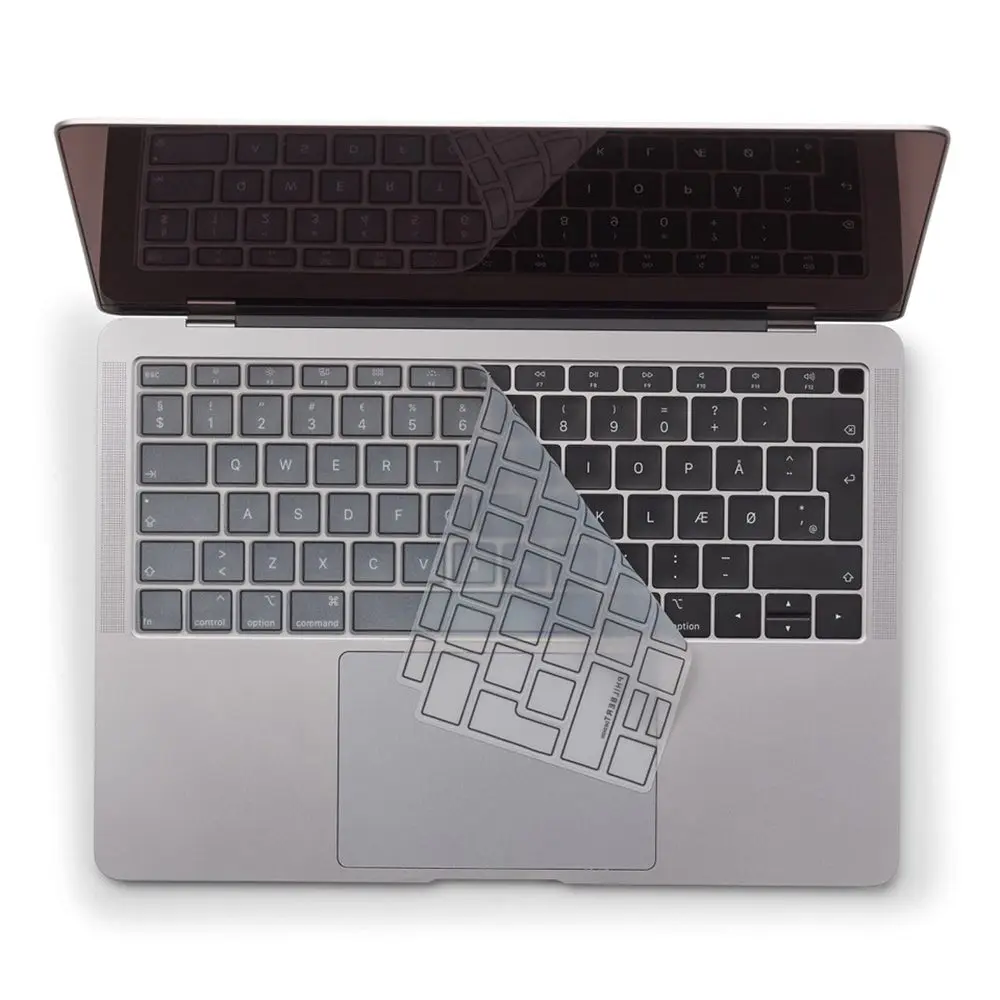 Philbert MacBook Air (A1932) Keyboard Deksel m. Europeisk Tastatur - Gjennomsiktig / Svart