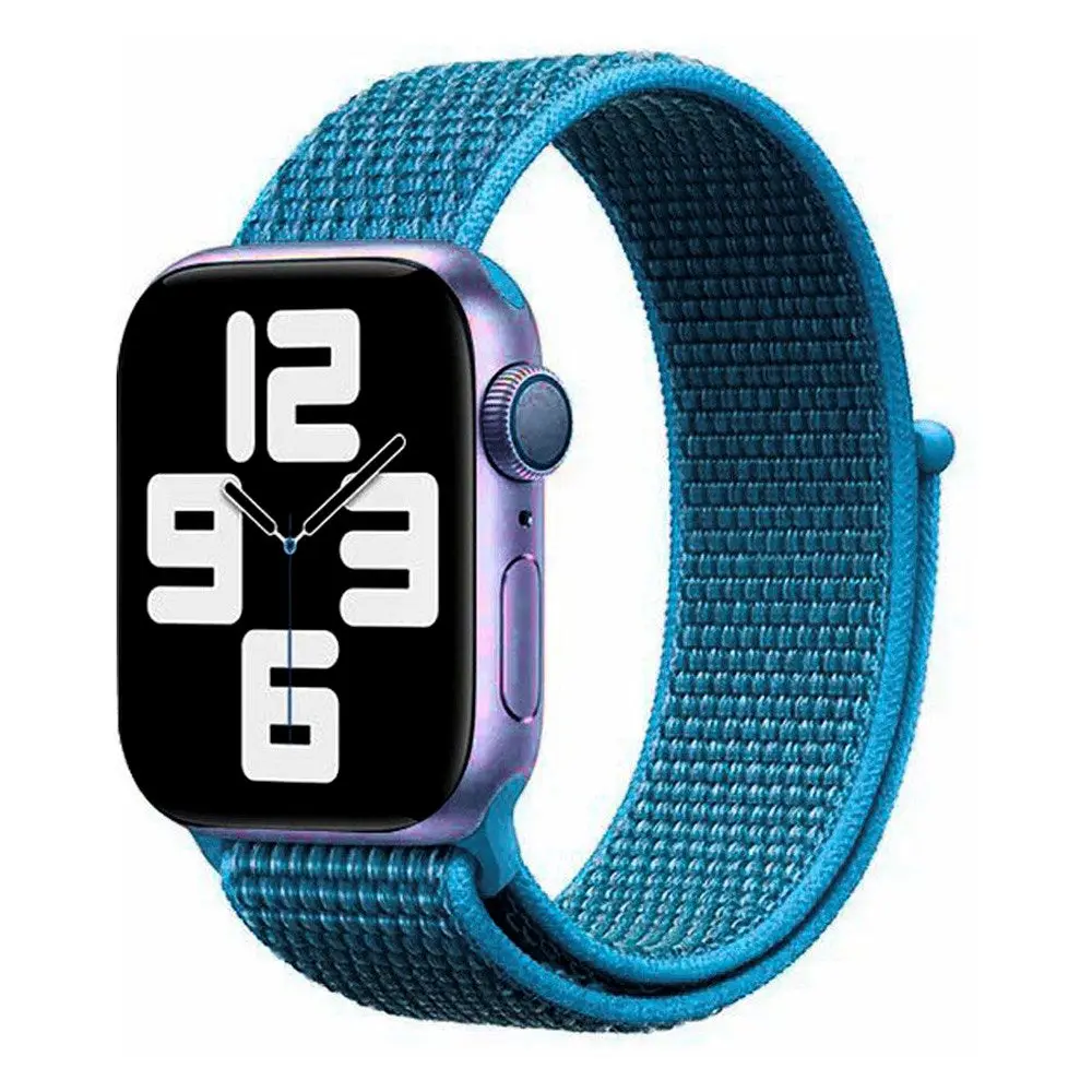 Apple Watch (42/44/SE/45/46/49mm) Lippa Nylonstropp - Lyse Blå