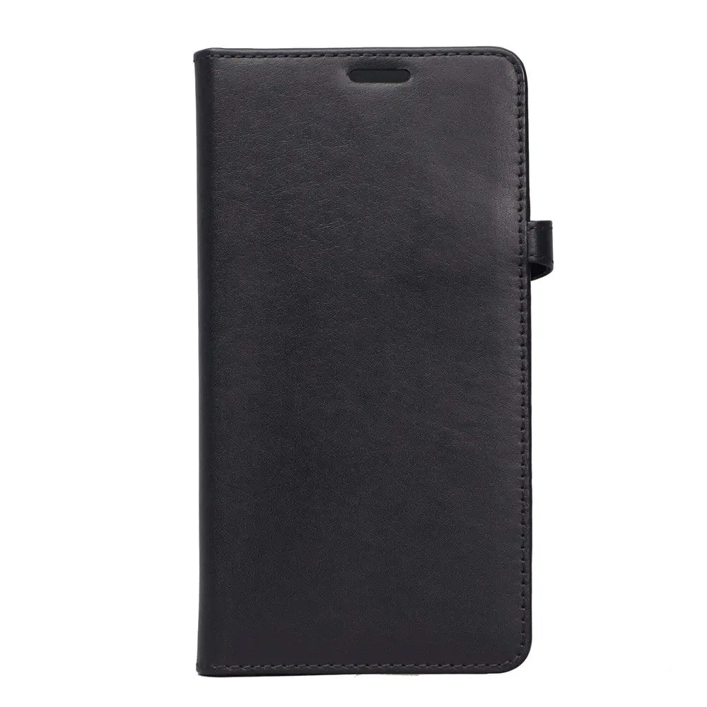Samsung Galaxy S10+ (Plus) Buffalo 2-i-1 Ekte Skinn Flip Deksel - Svart