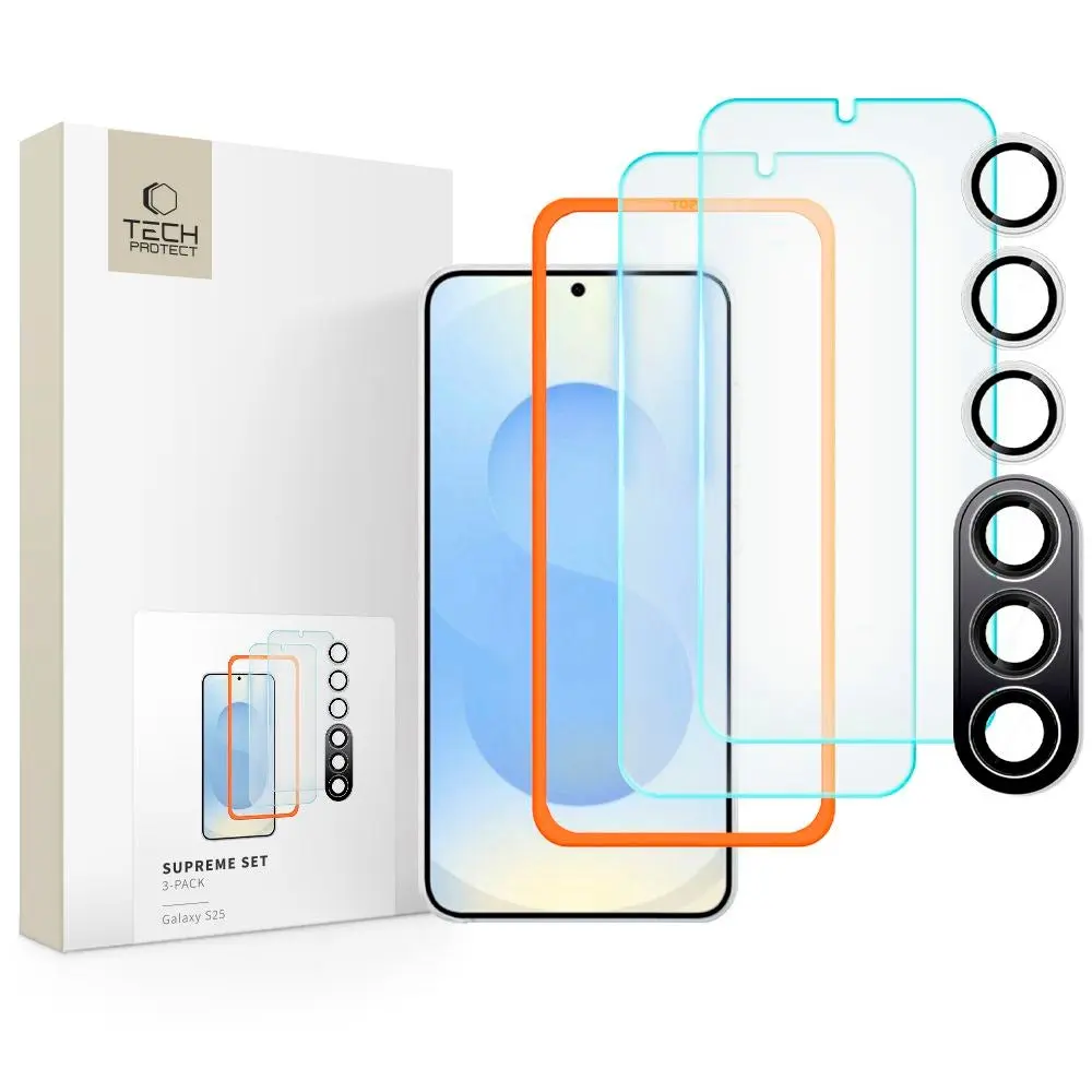 Samsung Galaxy S25 - 3-i-1 Tech-Protect Supreme Sett - Gjennomsiktig
