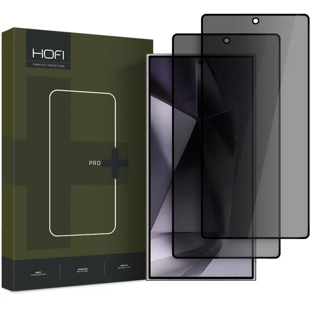 Samsung Galaxy S25 Ultra Hofi Glass Pro+ Skjermbeskyttelse med Privacy - Case Friendly - 2-Pak - Svart Kant