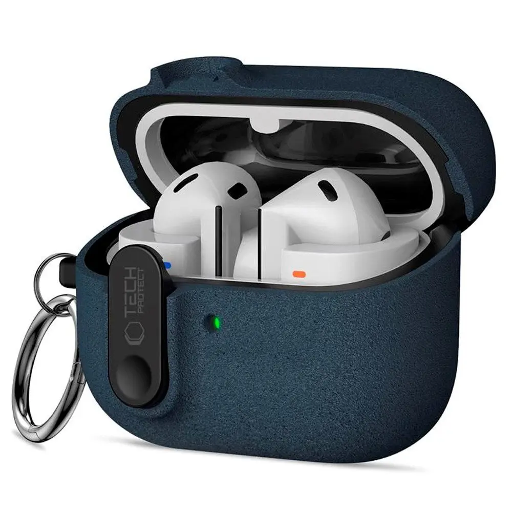 Samsung Galaxy Buds 3 / 3 Pro / 3 FE Tech-Protect Slim Hook Deksel m. Karabinkrok – Blå