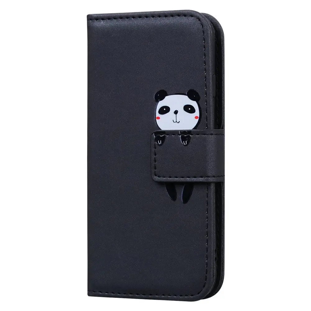 iPhone 16 Pro Kunstskinn Flip Deksel m. Figur - Svart